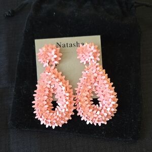 Pink Floral Drop Earrings